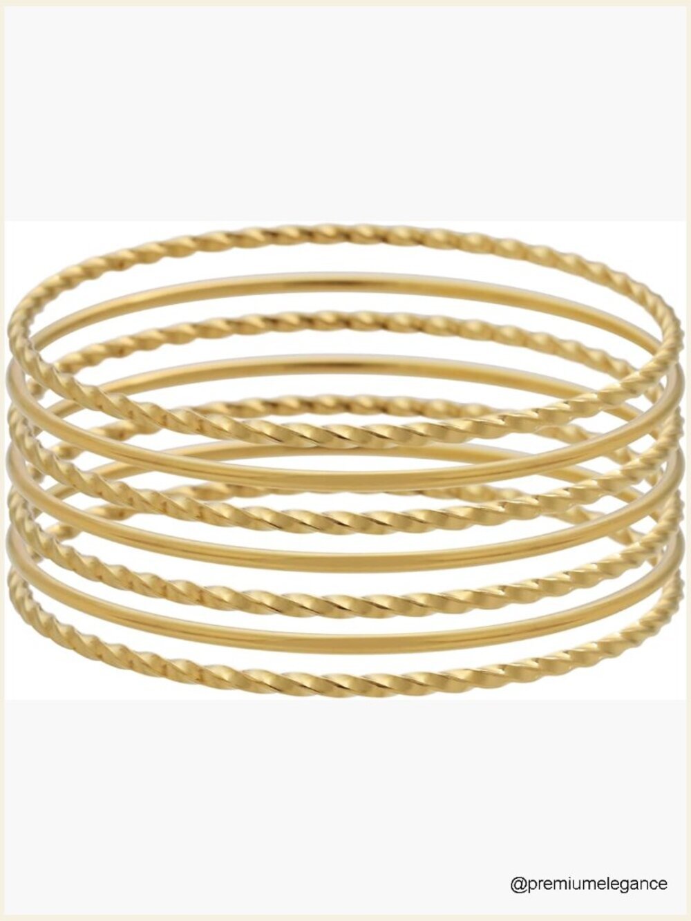 Set of 7 Stackable Thin Round Bangle Bracelets, Hypoallergenic